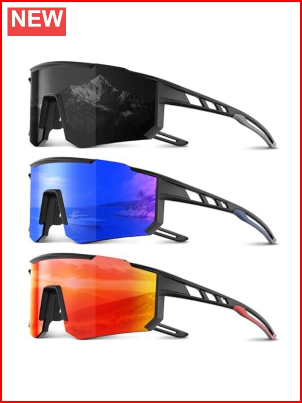 Polarized Sports Sunglasses Wrap Around UV Protection Running Cycling